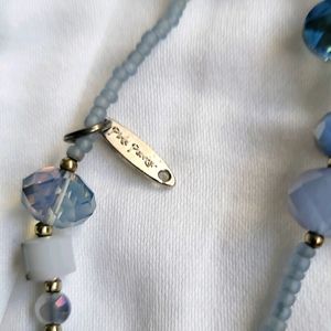 Pink Pewter Spring Blue Tones Necklace Rare Beautifully Made NEW WITH TAGS